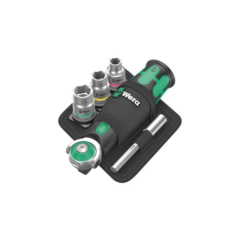 Wera 8009 Zyklop Pocket Set 2, 18-teilig, Bit-Satz(schwarz/grün, Umschaltknarre für 3/8