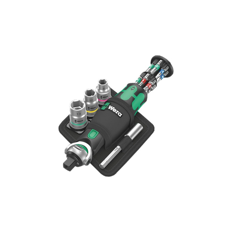 Wera 8009 Zyklop Pocket Set 2, 18-teilig, Bit-Satz(schwarz/grün, Umschaltknarre für 3/8