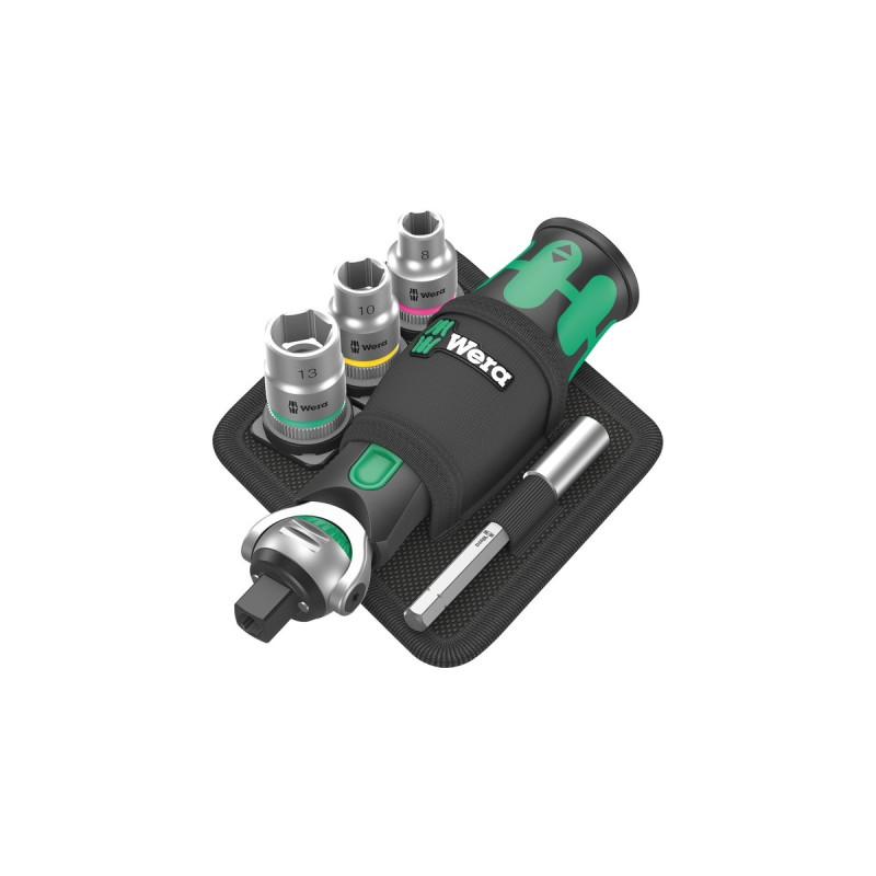 Wera 8009 Zyklop Pocket Set 2, 18-teilig, Bit-Satz(schwarz/grün, Umschaltknarre für 3/8