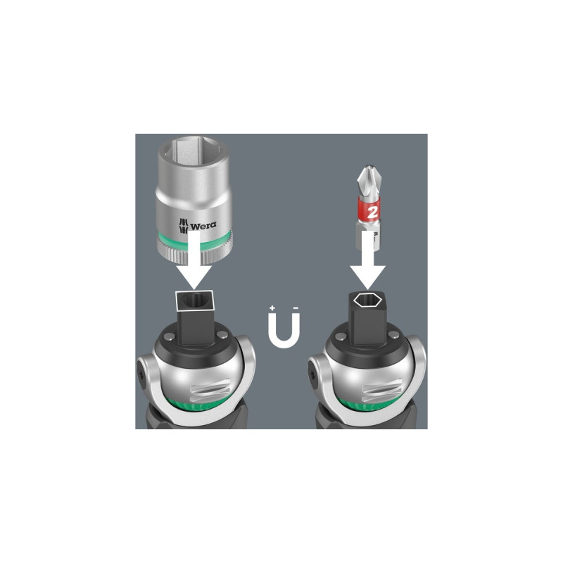 Wera 8009 Zyklop Pocket Set 2, 18-teilig, Bit-Satz(schwarz/grün, Umschaltknarre für 3/8