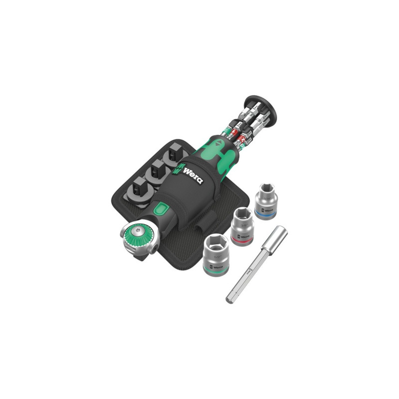 Wera 8009 Zyklop Pocket Set Imperial 2, Bit-Satz(schwarz/grün, Umschaltknarre für 3/8