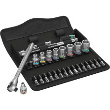 Wera 8100 SA 10 Zyklop Metal-Knarrensatz, zöllig, 1/4", Werkzeug-Set(schwarz/grün, 28-teilig, Vollmetallknarre mit Durchsteckvierkant)