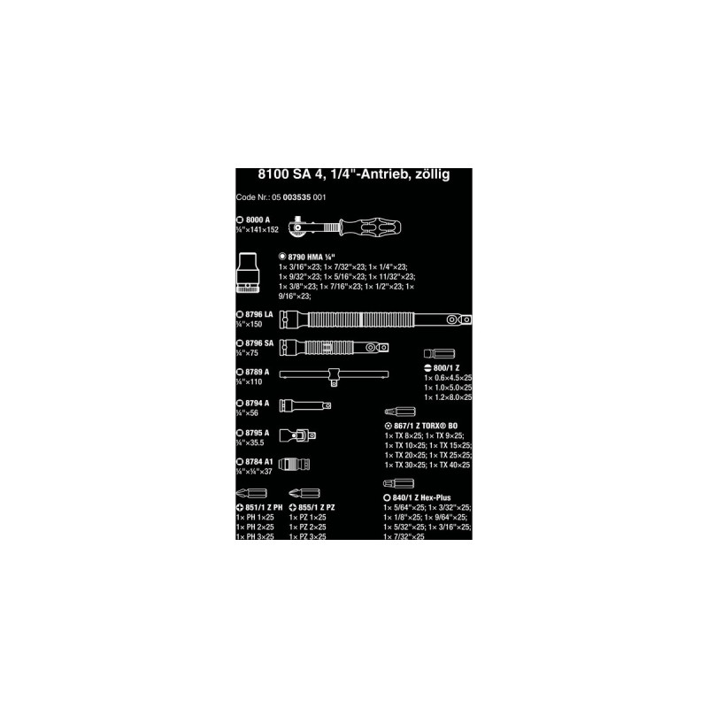 Wera 8100 SA 4 Zyklop Speed-Knarrensatz, zöllig, 1/4