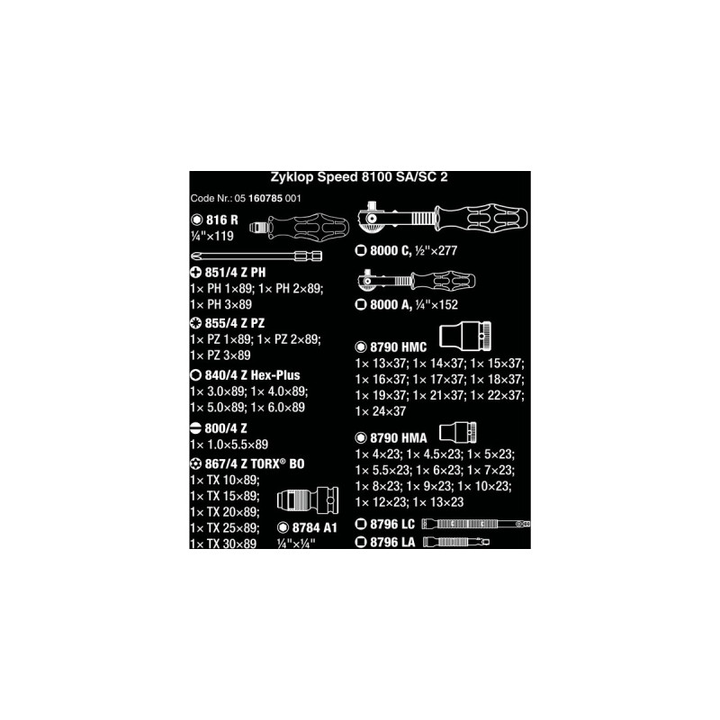 Wera 8100 SA/SC 2 Zyklop Speed-Knarrensatz, 1/4