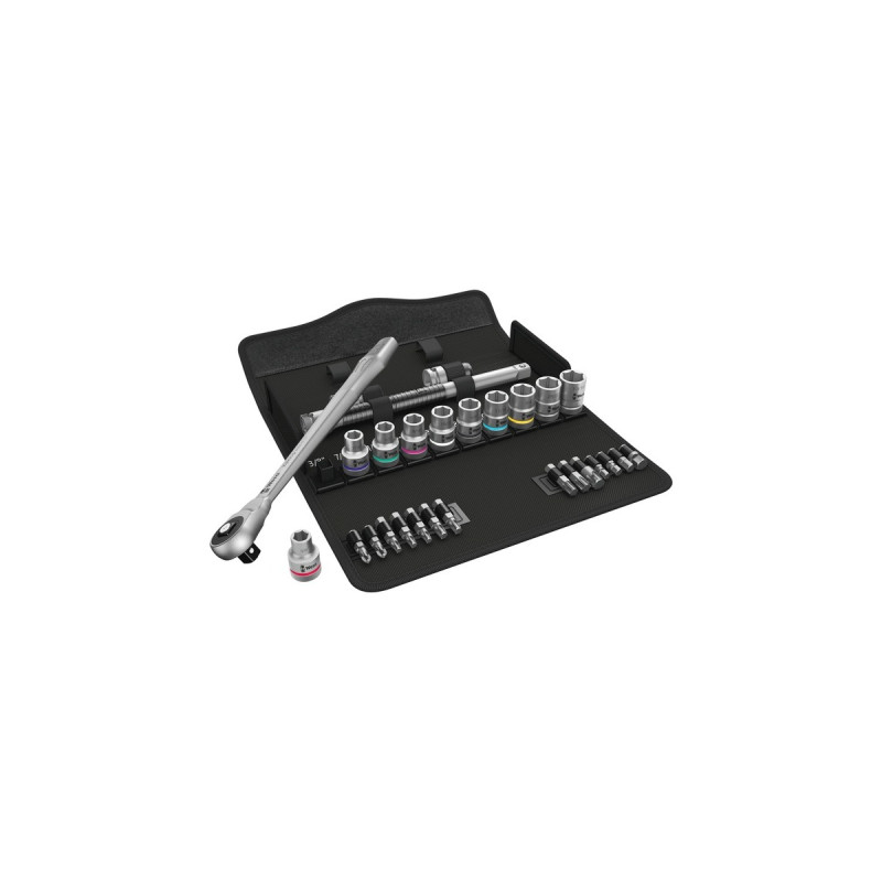 Wera 8100 SC 10 Zyklop Speed-Knarrensatz, zöllig, 28‑teilig, Werkzeug-Set(schwarz/grün, 1/2