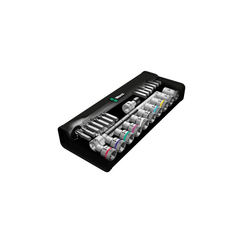 Wera 8100 SC 10 Zyklop Speed-Knarrensatz, zöllig, 28‑teilig, Werkzeug-Set(schwarz/grün, 1/2