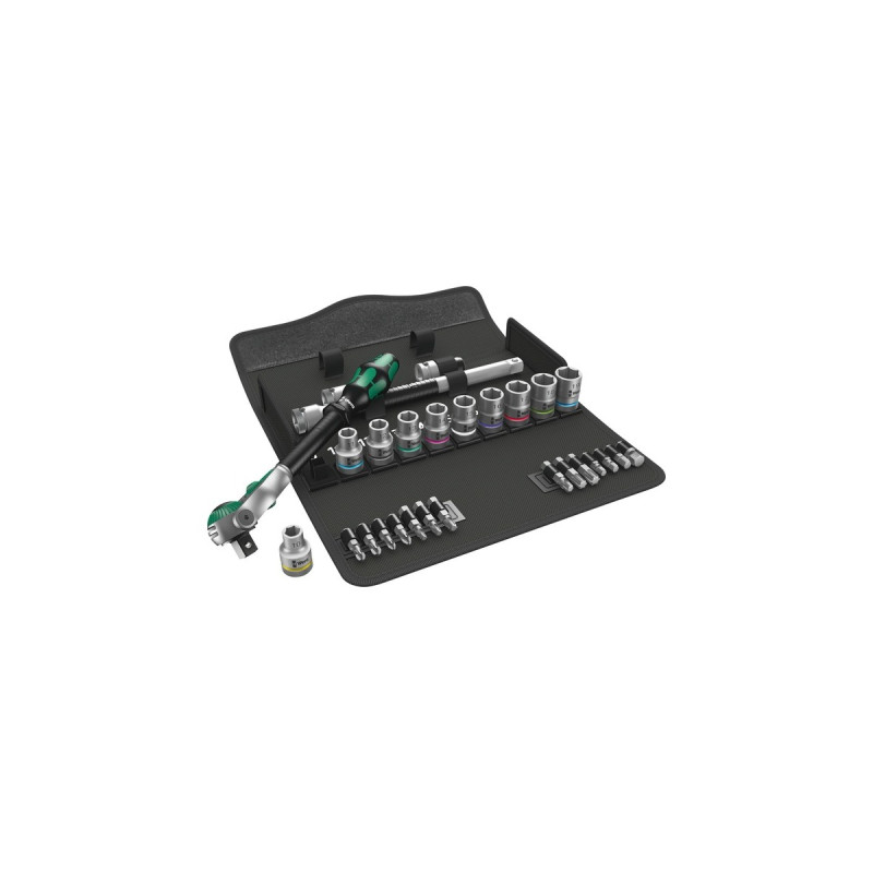 Wera 8100 SC 6 Zyklop Speed-Knarrensatz, 28-teilig, Werkzeug-Set(schwarz/grün, 1/2