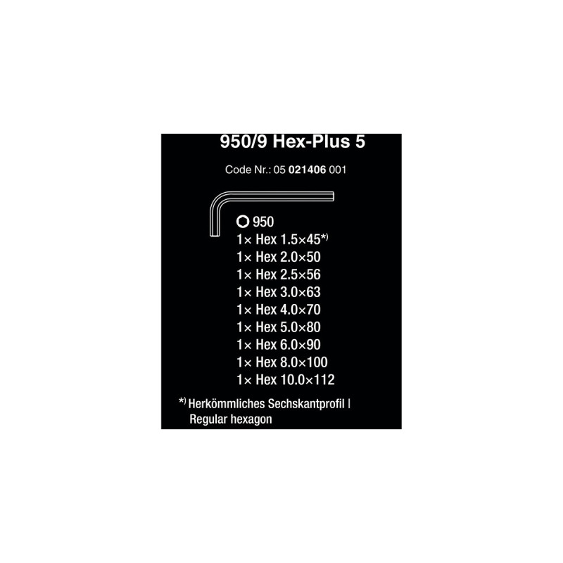 Wera 950/9 Hex-Plus 5 Winkelschlüsselsatz, 9-teilig, Schraubendreher(mit Halteclip)