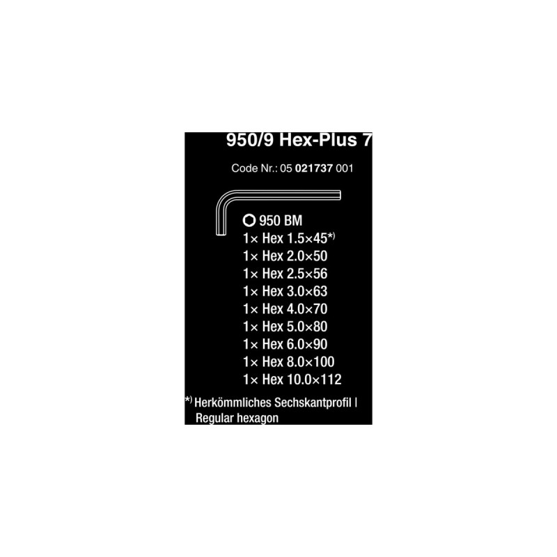 Wera 950/9 Hex-Plus 7 Winkelschlüsselsatz, 9-teilig, Schraubendreher(schwarz, mit Halteclip, BlackLaser-Oberfläche)