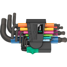 Wera 950/9 Hex-Plus Multicolour 2 Winkelschlüsselsatz, 7-teilig, Schraubendreher(mit Halteclip, BlackLaser-Oberfläche)