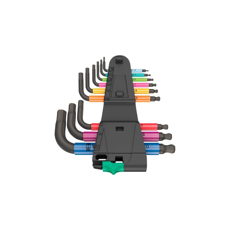 Wera 950/9 Hex-Plus Multicolour 2 Winkelschlüsselsatz, 7-teilig, Schraubendreher(mit Halteclip, BlackLaser-Oberfläche)