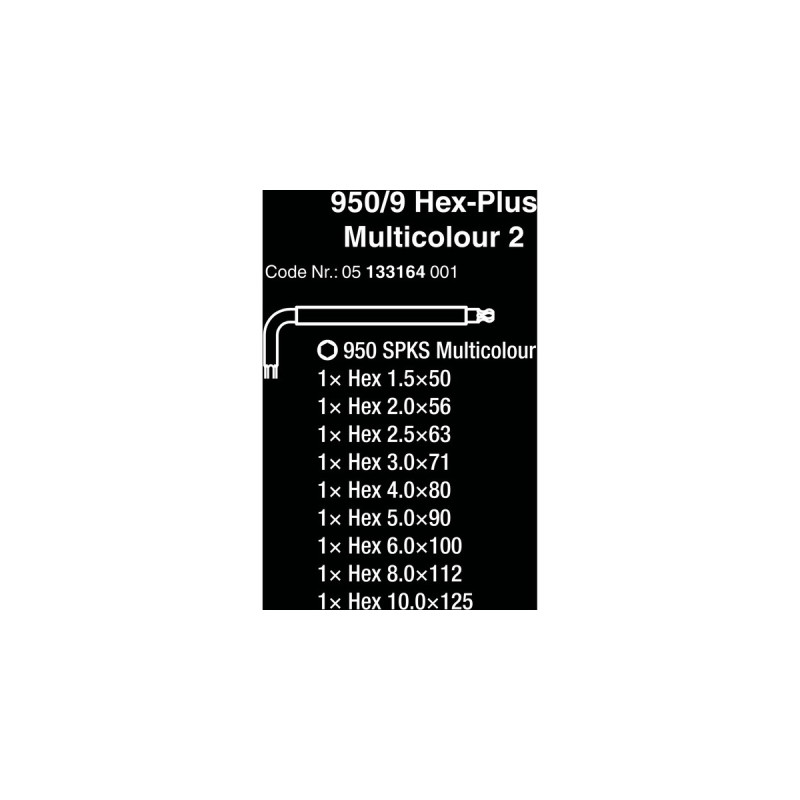 Wera 950/9 Hex-Plus Multicolour 2 Winkelschlüsselsatz, 7-teilig, Schraubendreher(mit Halteclip, BlackLaser-Oberfläche)