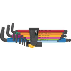 Wera 950/9 Hex-Plus Multicolour Imperial 2 Winkelschlüssel-Satz, Schraubendreher(schwarz, 9-teilig, zöllig, mit Halteclip)