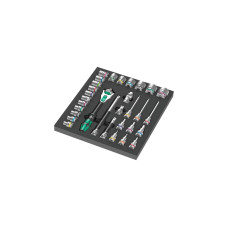 Wera 9722 Schaumstoffeinlage 8000 C Zyklop 1/2" Knarre Set 1, 31‑teilig, Werkzeug-Set(schwarz/grau, Knarren- und Stecknuss-Satz, in Schaumstoffeinlage für Werkstattwagen)