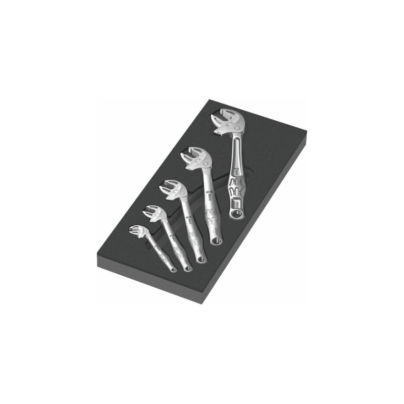 Wera 9732 Schaumstoffeinlage 6004 Joker Set 1, 5‑teilig, Werkzeug-Set(schwarz/grau, selbstjustierender Maulschlüssel-Satz, in Schaumstoffeinlage für Werkstattwagen)