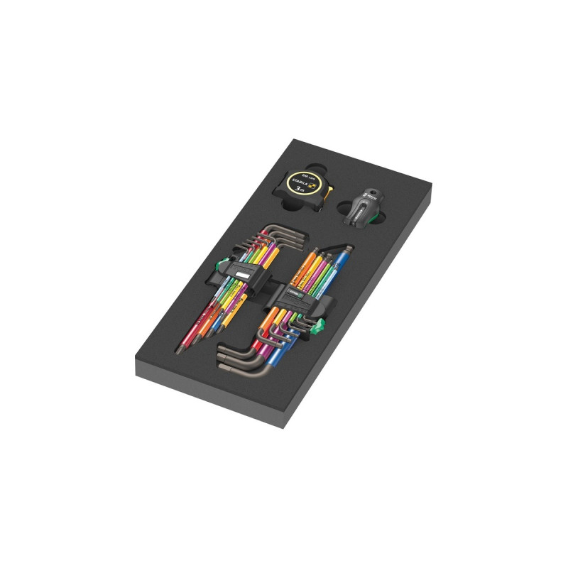 Wera 9740 Schaumstoffeinlage Winkelschlüssel-Set 1, 20‑teilig, Schraubendreher(schwarz/grau, in Schaumstoffeinlage für Werkstattwagen)