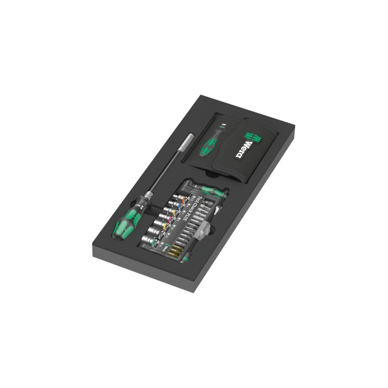 Wera 9750 Kraftform Kompakt und Tool-Check PLUS Set 1, 57-teilig, Werkzeug-Set(schwarz/grün, Steckschlüssel- und Bit-Satz, in Schaumstoffeinlage für Werkstattwagen)