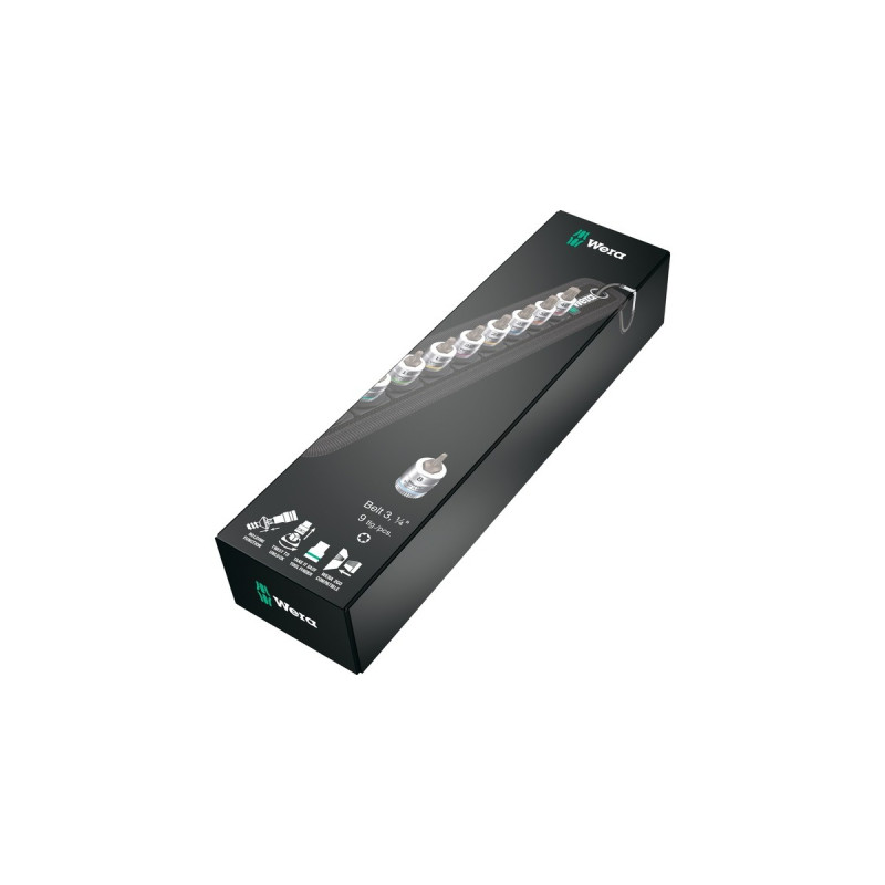 Wera Belt A3 TORX HF Zyklop Bitnuss-Satz, 9-teilig, Steckschlüssel(schwarz/silber, 1/4