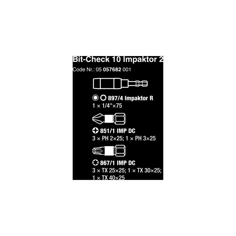Wera Bit-Check 10 Impaktor 2, 1/4