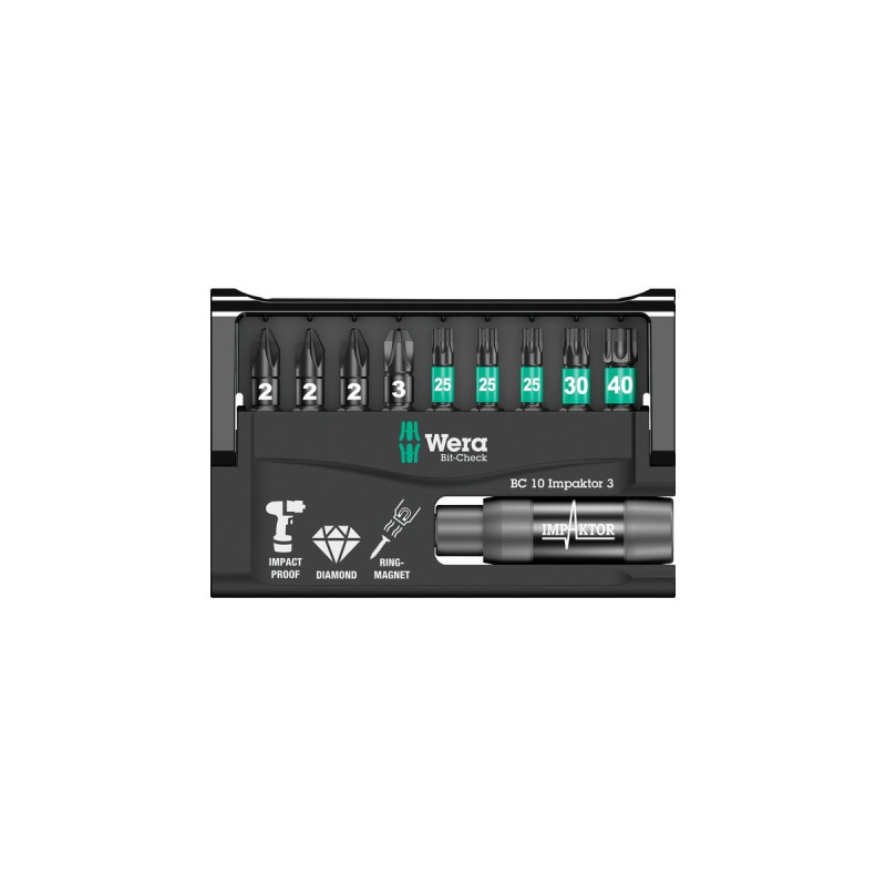 Wera Bit-Check 10 Impaktor 3, 1/4