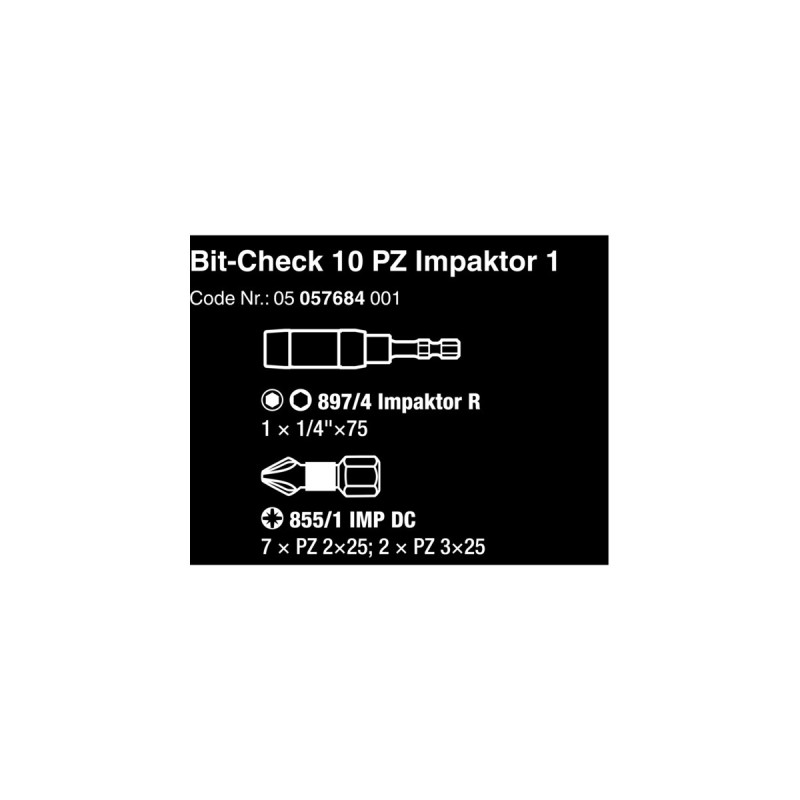 Wera Bit-Check 10 PZ Impaktor 1, 1/4