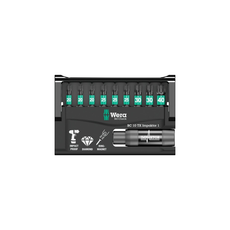 Wera Bit-Check 10 TX Impaktor 1, 1/4