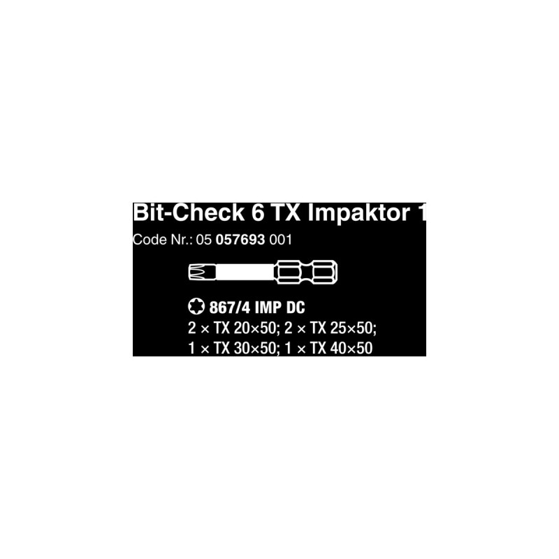 Wera Bit-Check 6 TX Impaktor 1, 1/4