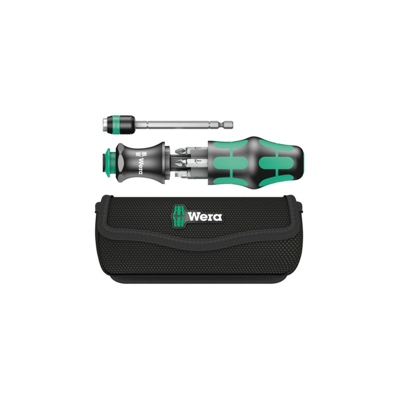 Wera Bit-Set Kraftform Kompakt 20 mit Tasche, Bit-Satz(schwarz/grün, inkl. Steckgriff und Verlängerung, 1/4