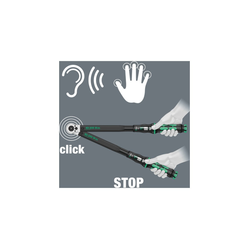 Wera Drehmomentschlüssel Click-Torque C 3 Push R/L(schwarz/grün, Abtrieb 1/2