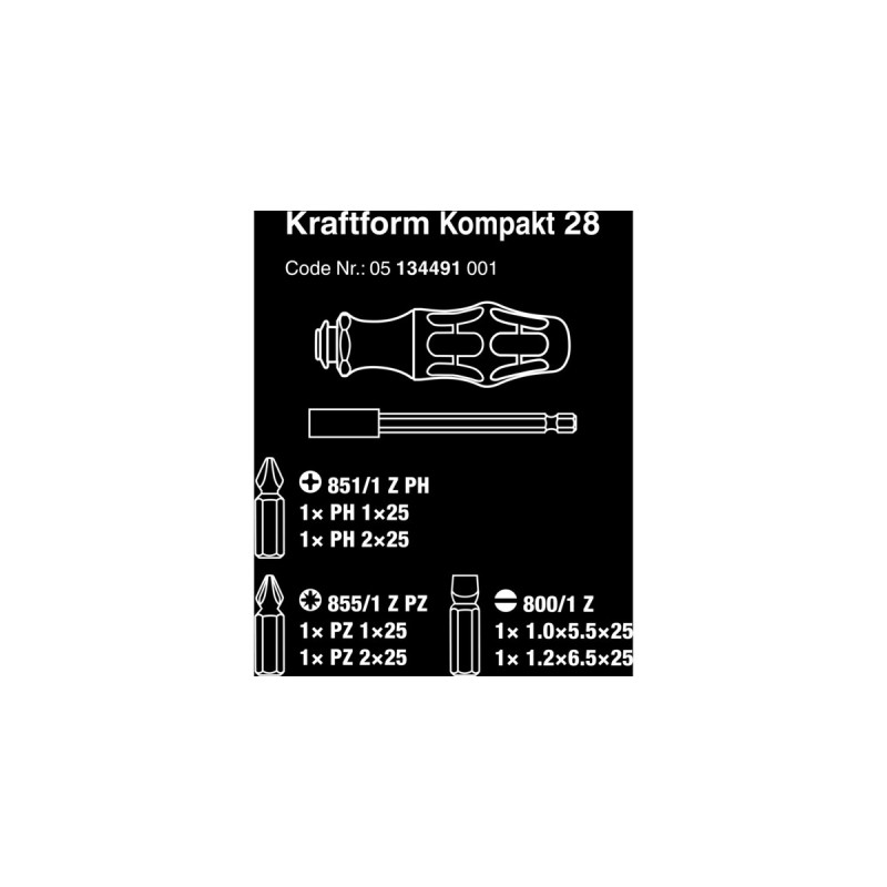 Wera Kraftform Kompakt 28, 7-teilig, Steckschlüssel(schwarz/grün, integriertes Magazin)