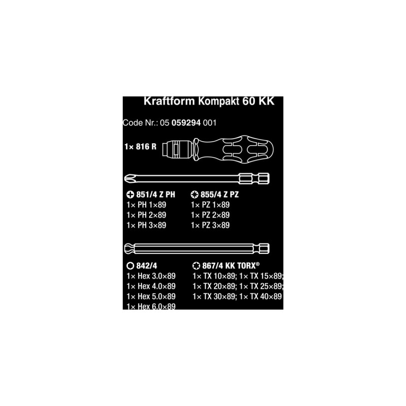 Wera Kraftform Kompakt 60 KK, 17-teilig, Steckschlüssel(schwarz/grün, Kugelkopf-Bits)