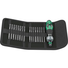 Wera Kraftform Kompakt 60 RA, Bit-Satz 1/4", 17-teilig(schwarz/grün, inkl. Steckgriff mit Ratschenfunktion)
