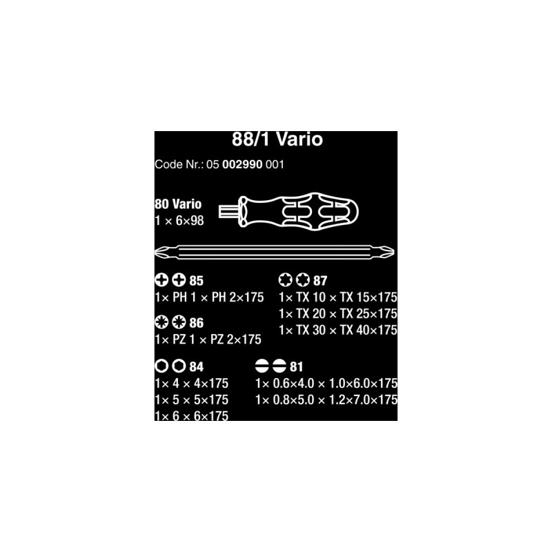 Wera Kraftform Kompakt 88/1 Vario, Bit-Satz, 11-teilig(schwarz/grün, inkl. Steckgriff mit Ratschenfunktion)