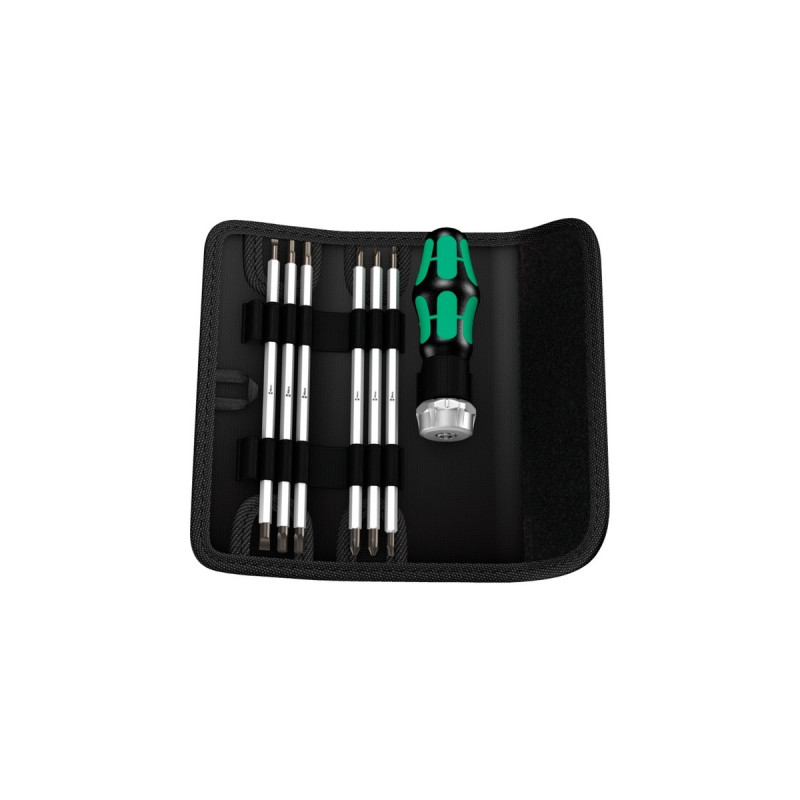 Wera Kraftform Kompakt Vario RA SB, Bit-Satz, 7-teilig(schwarz/grün, inkl. Steckgriff mit Ratschenfunktion)