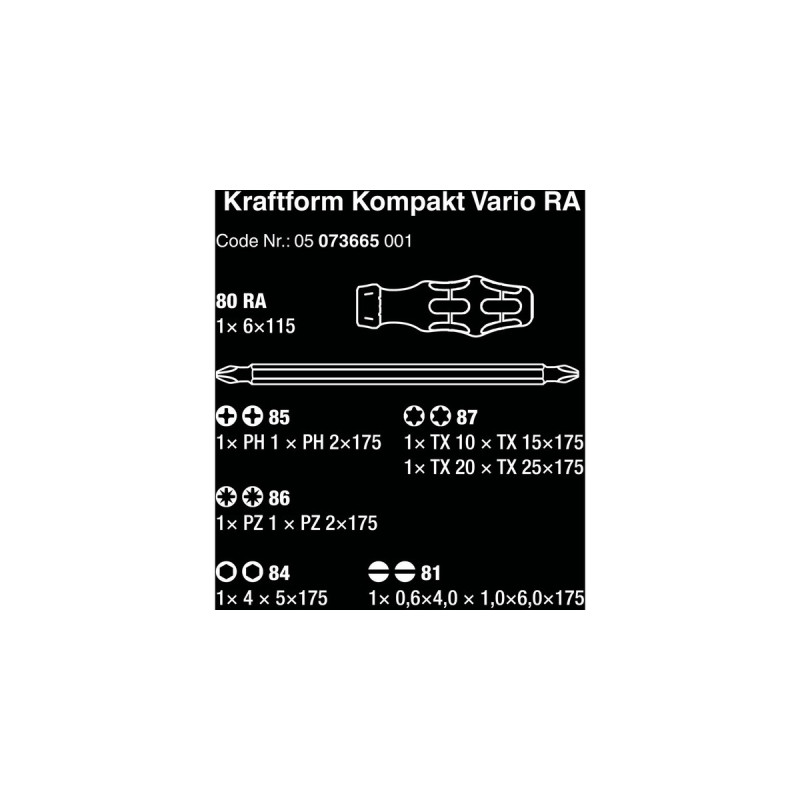 Wera Kraftform Kompakt Vario RA SB, Bit-Satz, 7-teilig(schwarz/grün, inkl. Steckgriff mit Ratschenfunktion)