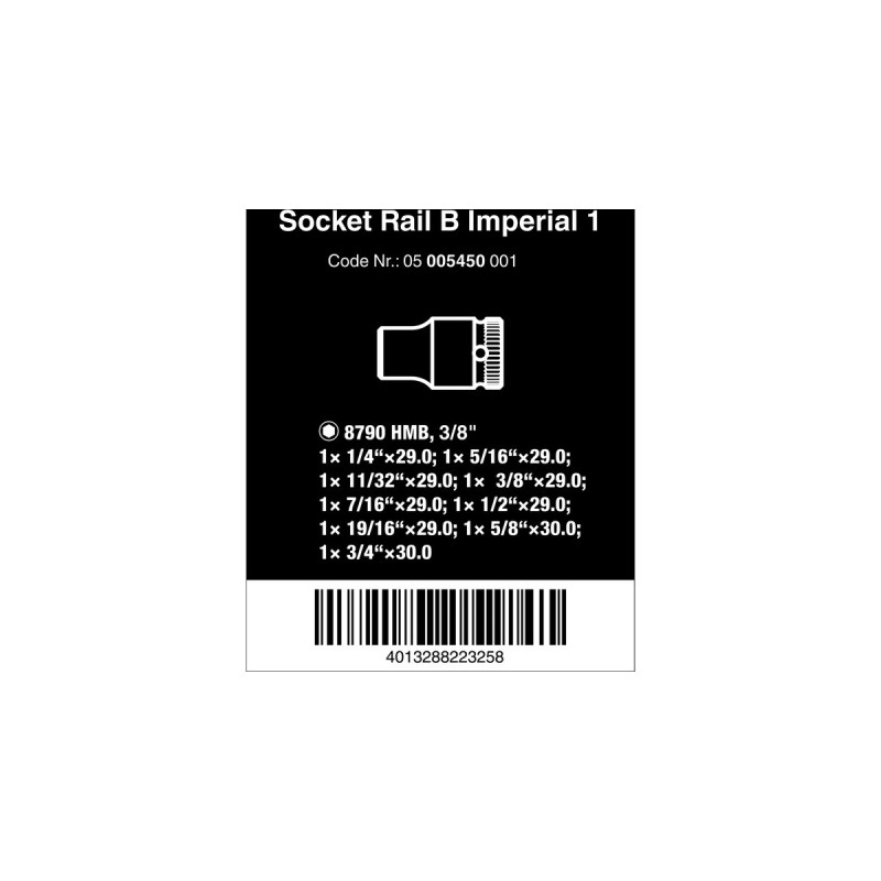 Wera Nuss-Magnetleiste B Imperial 1 Steckschlüsseleinsatz-Satz 3/8