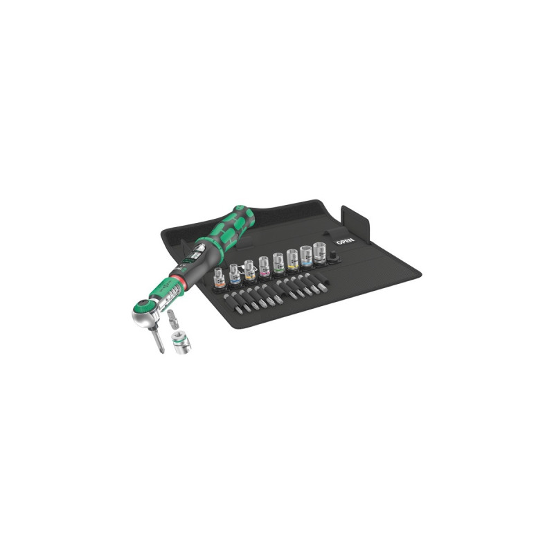 Wera Safe-Torque A2 Set 1, 23‑teilig, Drehmomentschlüssel(schwarz/grün, 1/4