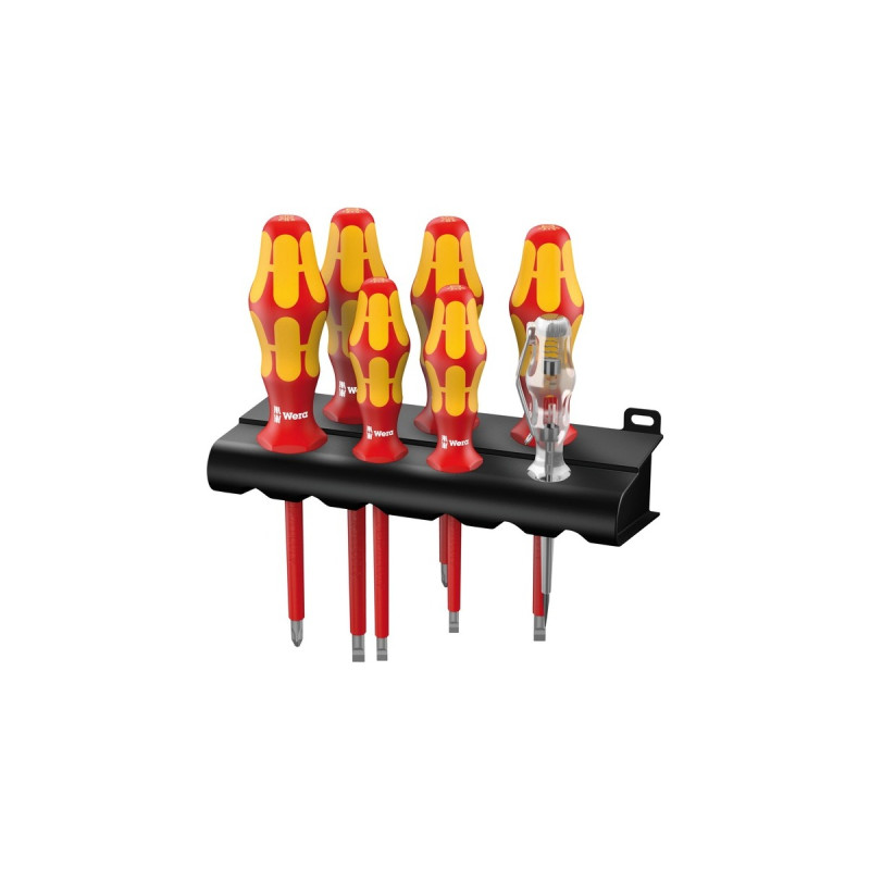 Wera Schraubendreher Satz 160i/7, VDE(rot/gelb, KraftformPlus, Lasertip, Spannungsprüfer)