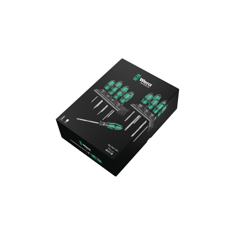 Wera Schraubendreher Satz Big Pack 300(schwarz/grün, Kraftform Plus, Lasertip)