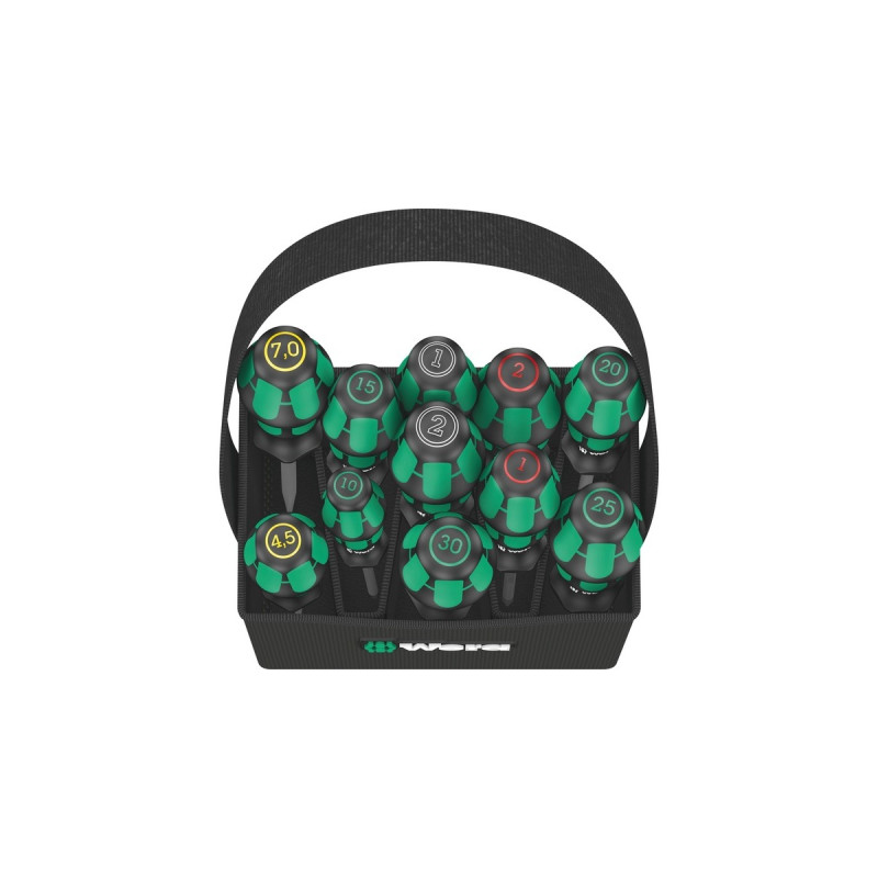 Wera Schraubendreher-Satz Kraftform 2go 300(schwarz/grün, 11-teilig, im Köcher Wera 2go 4)