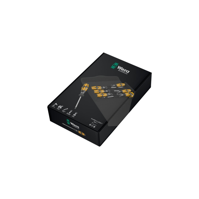 Wera Schraubendreher-Satz Kraftform Plus 900/7 Set 1(schwarz/gelb, 7-teilig, Schlagkappe, Black Point Spitze)