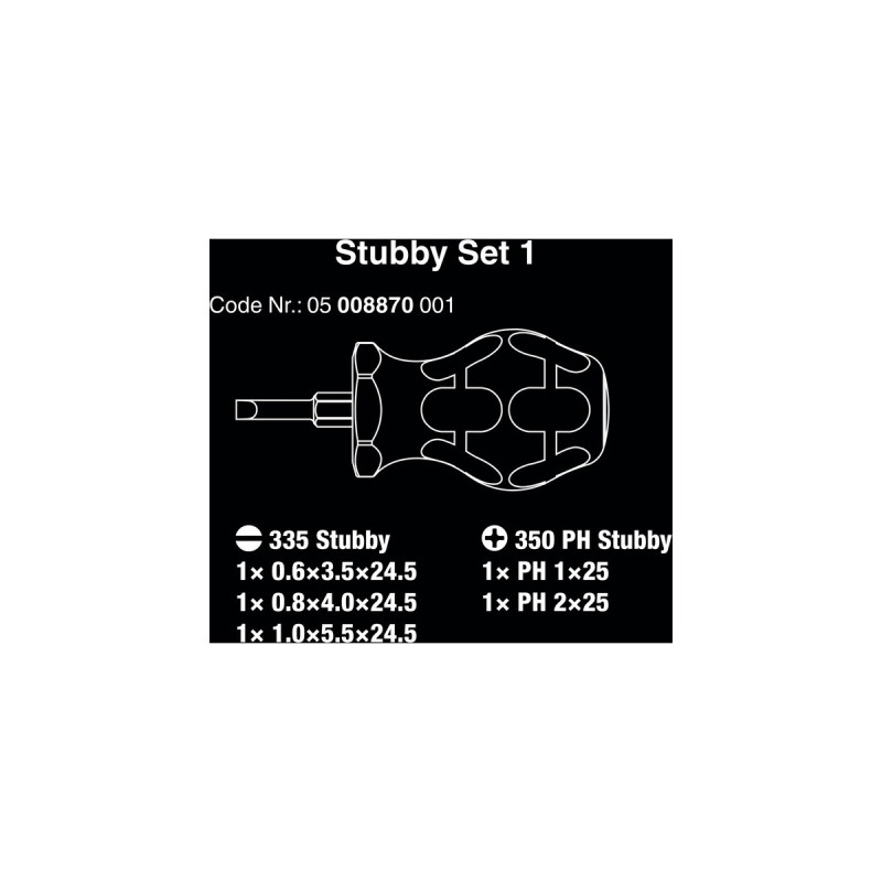 Wera Stubby Set 1 / Vergaserschraubendreher(schwarz/grün, 5-teilig)