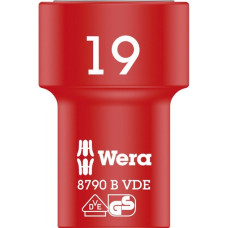 Wera VDE Zyklop-Steckschlüssel-Einsatz, 19mm, 3/8"(rot/gelb, isoliert bis 1.000 Volt)
