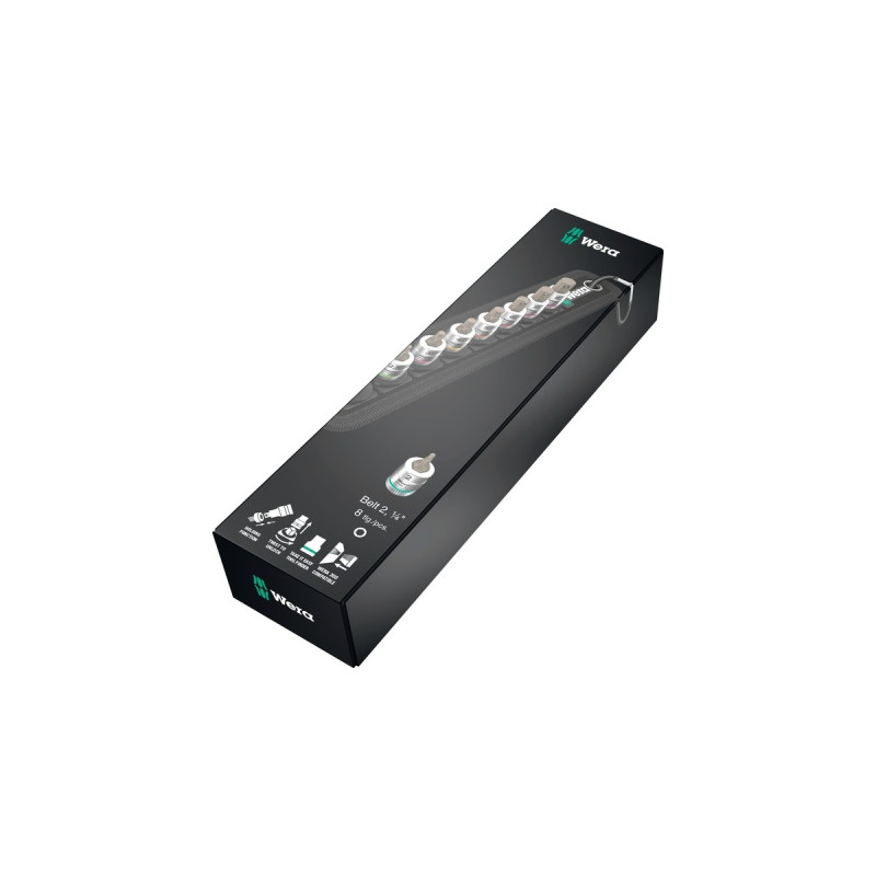 Wera Zyklop Bitnuss-Satz Belt A2 Innensechskant, 8-teilig, Steckschlüssel(schwarz/silber, 1/4