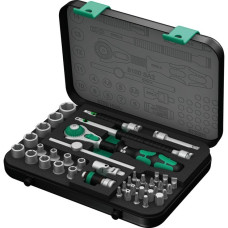 Wera Zyklop Speed-Knarrensatz 8100 SA 2, 1/4", Werkzeug-Set(schwarz/grün, 42-teilig, Speed-Knarre mit schwenkbarem Kopf)