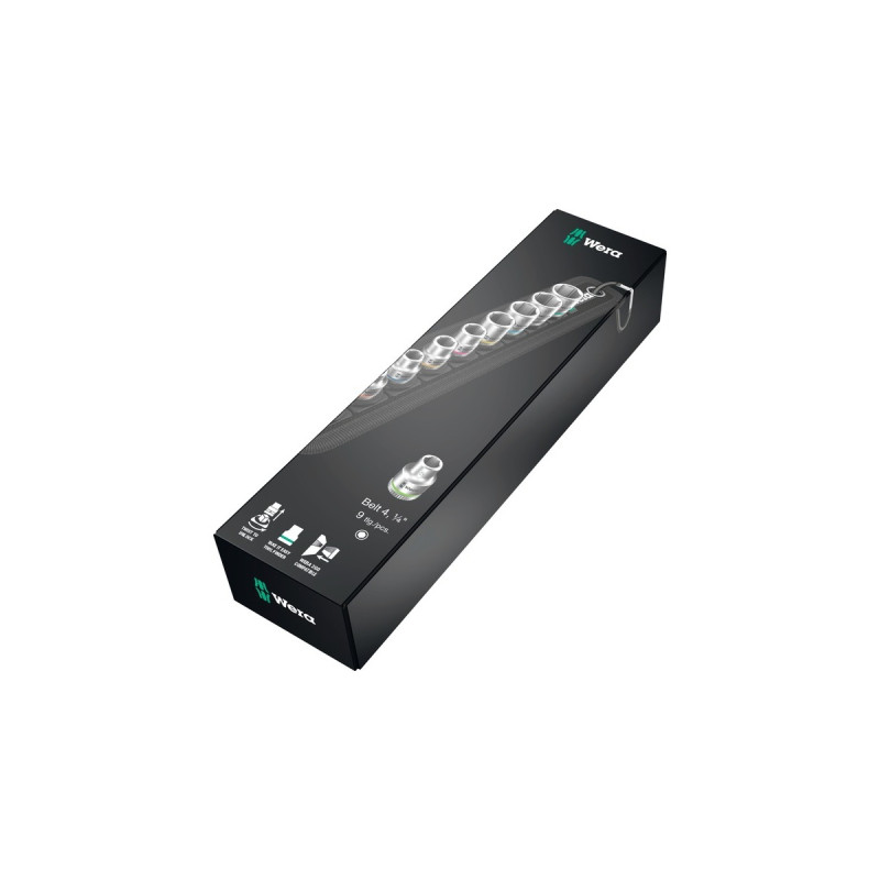 Wera Zyklop Steckschlüssel.-Satz Belt A4, 9-teilig(schwarz/silber, 1/4