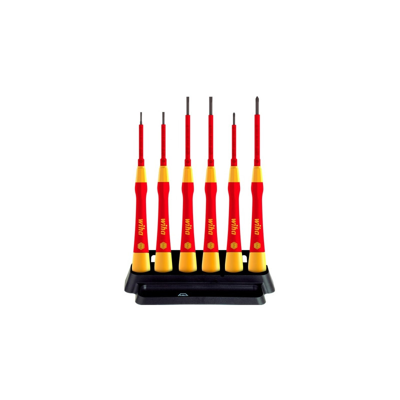 Wiha Feinschraubendreher-Set PicoFinish electric(rot/gelb, 7-teilig, inkl. Halter)