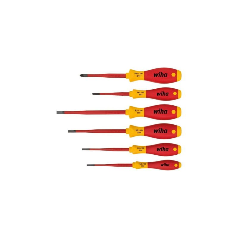 Wiha Schraubendreher-Set SoftFinish electric slimFix, 6-teilig(rot/gelb)