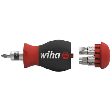 Wiha Schraubendreher Stubby 1/4", mit Bit Magazin(schwarz/rot, Stubby mit 7 Doppelbits)