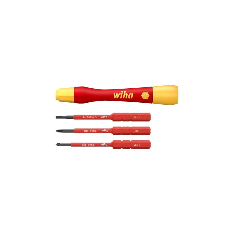 Wiha Schraubendreher mit Bithalter-Set PicoFinish electric slimVario(rot/gelb, 4-teilig, mit slimBits)